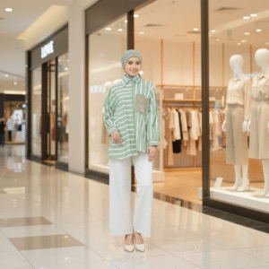 Stripe Blouse Wanita Oversize