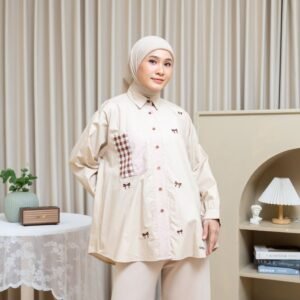 Simbuu Official - SB036 Daissy Blouse Wanita Oversize Casual Daily Kemeja Katun Denim Kantor Cantik