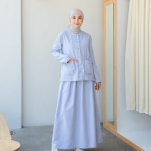 Lunango Official - LG 912 Setelan Rok Dewasa Katun Denim Atasan Bawahan Muslimah Casual Daily