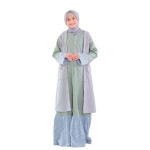 lunangoofficial - Gamis Anak Katun Denim Outer Menyatu LGA 869