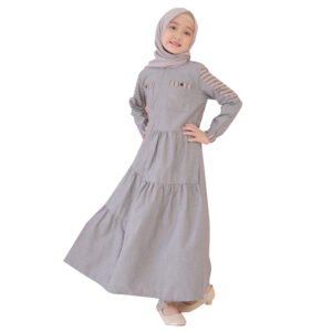 Lunan GO Gamis Anak 1 Pcs Denim Mix Salur Premium LG 765