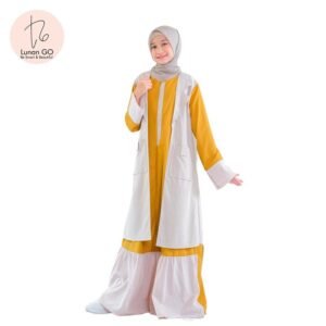 Lunangoofficial- Gamis Anak Katun Denim Outer  menyatu Terbaru LGA.869