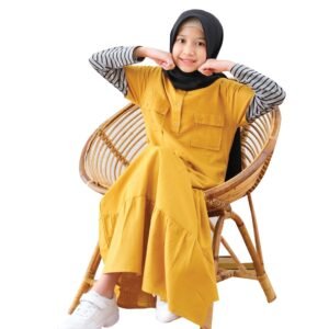 Lunangoofficial-Dress Gamis Anak Wanita Muslim LGA 747 Mustard Premium Quality LunanGo