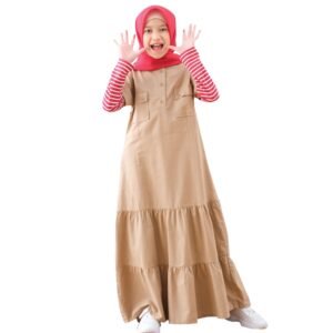 Lunangoofficial - Dress Gamis Anak Wanita Muslim Lga 747 Cream Premium Quality Lunango