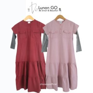Lunangoofficial-Dress Gamis Anak Wanita Muslim LGA 747 Marun Premium Quality LunanGo