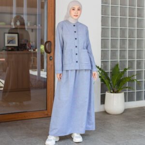 Lunango Official - LG 912 Setelan Rok Dewasa Katun Denim Atasan Bawahan Muslimah Casual Daily