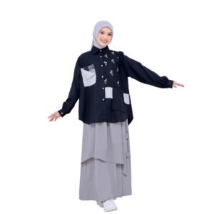 Lunangoofficial - Setelan Rok Dewasa Cantik Terbaru Kemeja Oversize Bordir Kode LG 879