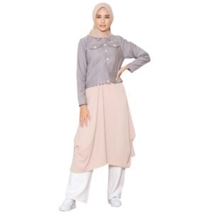 Lunangoofficial - Tunik Denim Mix Crepe Ls 464 Cream