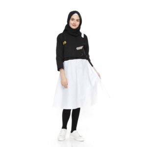 Lunangoofficial - Tunik Two Tone Bahan Katun Premium Ls 465 Hitam