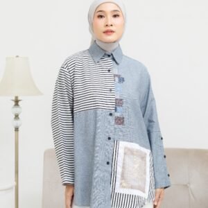 Tara Katun Denim Blouse Oversize
