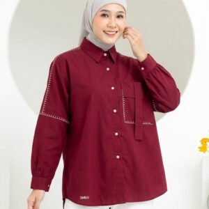 Lavina Katun Premium Maroon Blouse Oversize